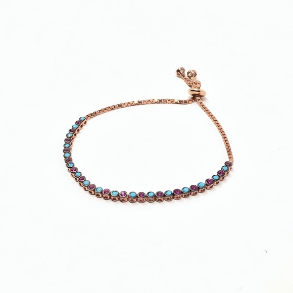 925 Silver Rose-tone CZ Adjustable Women Bracelet - Picture 2 of 5